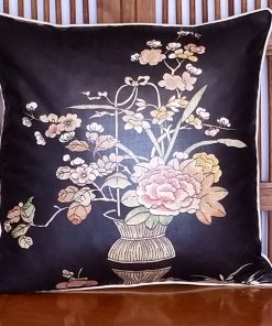 The Orient Collection Chinese Design on Black Glazed Cotton  Cushion