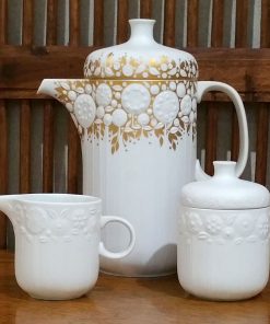 Rosenthal White & Gold Flowers Coffee Set - R1641 by Bjorn Winblad