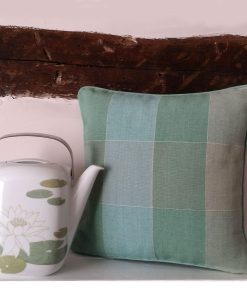 Alternative view of New England Mist Mint Green Check Cushion 30x30cm